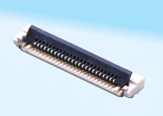 Integrates Mold Design FPC Cable Connector 0.5mm Pitch 24 Pin R/A SMT Under Contact