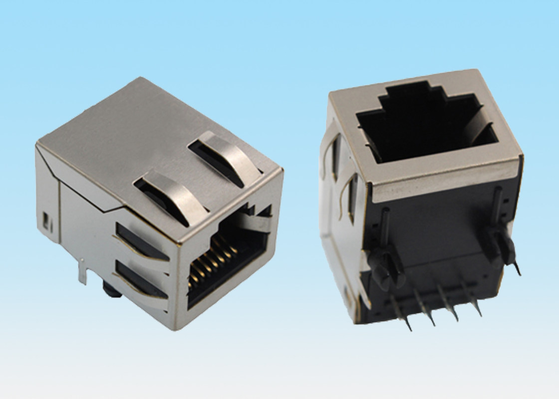 8 Pin RJ45 Network Connector Single Port Shield With Slot On Both Sides