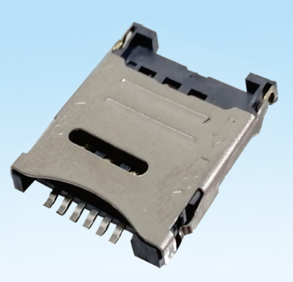 SIM Thermoplastic Housing Electrical Cable Connectors High=1.5mm 6Pin Push Type